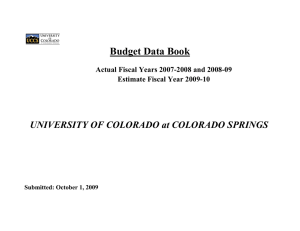 Budget Data Book UNIVERSITY OF COLORADO at COLORADO SPRINGS