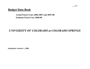 Budget Data Book UNIVERSITY OF COLORADO at COLORADO SPRINGS