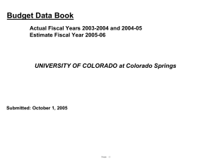 Budget Data Book UNIVERSITY OF COLORADO at Colorado Springs