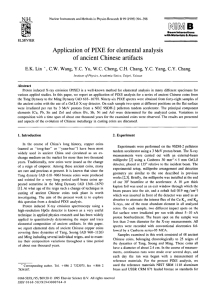 LiW&amp;il B Application  of  PIXE  for  elemental ... of  ancient  Chinese  artifacts