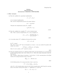 Chong-Sun Chu Solution Mid Examination Introduction to Relativity I (PHYS431000)