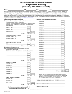Registered Nursing 11-2012 Associate in Arts Degree Worksheet 20