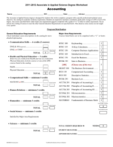 Accounting 2011-2012 Associate in Applied Science Degree Worksheet