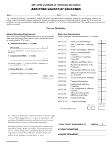 Addiction Counselor Education 11-2012 Certificate of Proficiency Worksheet 20