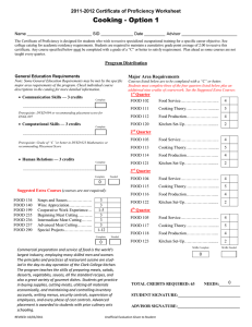 Cooking - Option 1 -201 Certificate of Proficiency Worksheet 20