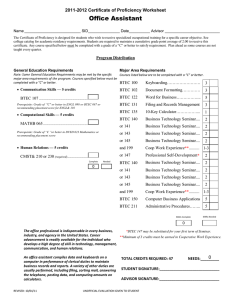 Office Assistant -201 Certificate of Proficiency Worksheet 20