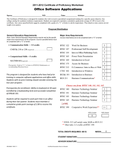 Office Software Applications 20-201 Certificate of Proficiency Worksheet