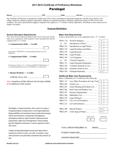 Paralegal -201 Certificate of Proficiency Worksheet 20