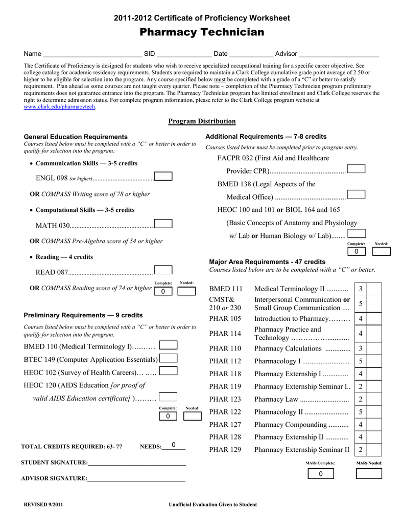 Pharmacy Technician Math Worksheets