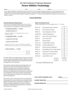 Power Utilities Technology 20-201 Certificate of Proficiency Worksheet