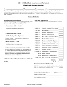 Medical Receptionist -201 Certificate of Achievement Worksheet 20
