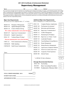 Supervisory Management 2011-2012 Certificate of Achievement Worksheet