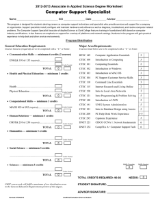 &amp;omputer Support Specialist 201-201 Associate in Applied Science Degree Worksheet