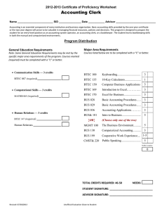 Accounting Clerk 2012-2013 Certificate of Proficiency Worksheet