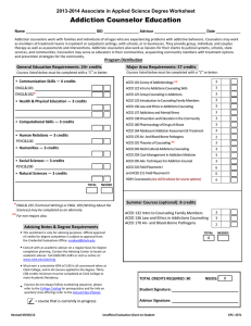 Addiction Counselor Education 2013-2014 Associate in Applied Science Degree Worksheet