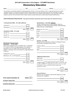 Elementary Education 203-2014 Associate in Arts Degree – DTA/MRP Worksheet