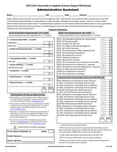 Administrative Assistant 2013-2014 Associate in Applied Science Degree Worksheet