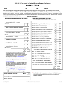 Medical Office 2013-2014 Associate in Applied Science Degree Worksheet