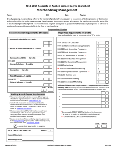 Merchandising Management 2013-2014 Associate in Applied Science Degree Worksheet Name SID