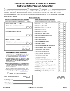 Instrumentation/Control Automation 2013-2014 Associate in Applied Technology Degree Worksheet
