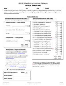 Office Assistant 2013-2014 Certificate of Proficiency Worksheet