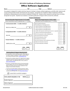Office Software Application 2013-2014 Certificate of Proficiency Worksheet
