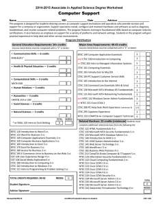 Computer Support 2014-2015 Associate in Applied Science Degree Worksheet