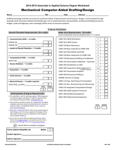 Mechanical Computer-Aided Drafting/Design 2014-2015 Associate in Applied Science Degree Worksheet