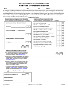 Addiction Counselor Education 2013-2014 Certificate of Proficiency Worksheet