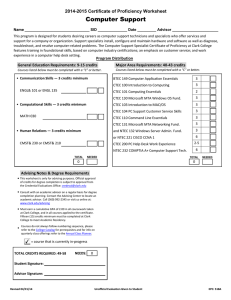 Computer Support 2014-2015 Certificate of Proficiency Worksheet