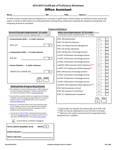 Office Assistant 2014-2015 Certificate of Proficiency Worksheet