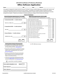 Office Software Application 2014-2015 Certificate of Proficiency Worksheet