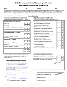 Addiction Counselor Education 2015-2016 Associate in Applied Science Degree Worksheet