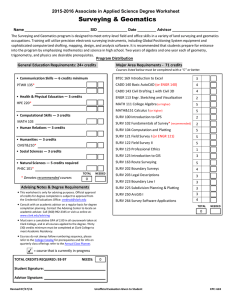 Surveying &amp; Geomatics 2015-2016 Associate in Applied Science Degree Worksheet