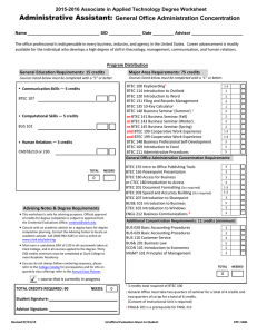 Administrative Assistant: 2015-2016 Associate in Applied Technology Degree Worksheet