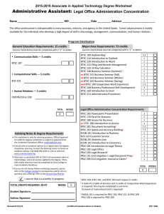 Administrative Assistant: 2015-2016 Associate in Applied Technology Degree Worksheet