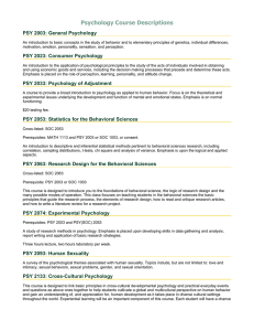 Psychology Course Descriptions PSY 2003: General Psychology