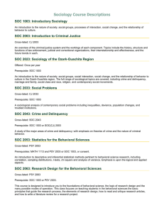 Sociology Course Descriptions SOC 1003: Introductory Sociology