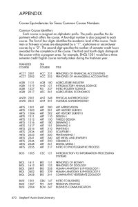 Appendix Course Equivalencies for Texas Common Course Numbers