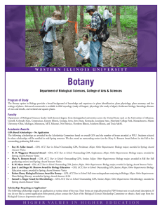 Botany W E S T E R N   I... Department of Biological Sciences, College of Arts &amp; Sciences