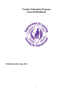 Teacher Education Program General Handbook Publication Date June 2011