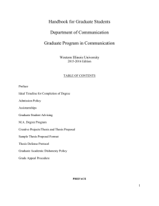 Handbook for Graduate Students  Department of Communication Graduate Program in Communication