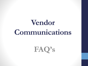 Vendor Communications FAQ’s