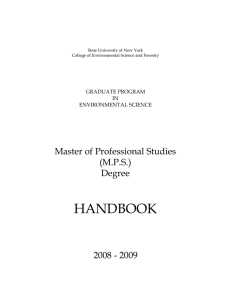 HANDBOOK Master of Professional Studies (M.P.S.) Degree