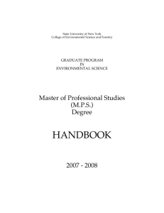 HANDBOOK Master of Professional Studies (M.P.S.) Degree
