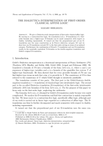 THE DIALECTICA INTERPRETATION OF FIRST-ORDER CLASSICAL AFFINE LOGIC MASARU SHIRAHATA