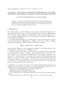 PULLBACK AND FINITE COPRODUCT PRESERVING FUNCTORS BETWEEN CATEGORIES OF PERMUTATION REPRESENTATIONS