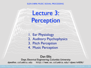 Lecture 3: Perception 1. Ear Physiology 2. Auditory Psychophysics
