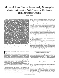 Monaural Sound Source Separation by Nonnegative Matrix Factorization With Temporal Continuity