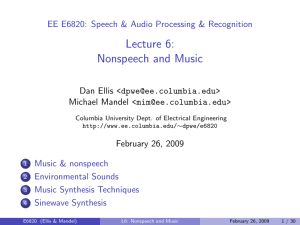 Lecture 6: Nonspeech and Music